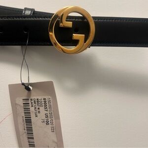 Gucci Black Leather Signature Belt Strap with Subtle Logo Emboss